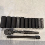 Snap-on To 1-1/4 11PC 1/2" Drive 6PT Sae Deep Set W/ S936 Ratchet & GS10. Fixed Price $239.95.