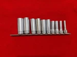 Snap-on Tools 1/2" Drive Sae 10 Piece Deep 6PT Chrome Socket Set Nice. Fixed Price $185.00.