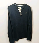 Hollister Men's 1922 Henley Shirt Medium Blue Long Sleeve Cotton Blend Pullover. Fixed Price $9.99.