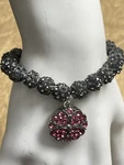 Gray Beaded Bracelet With Snap Valentine Charm 18-20MM. Fixed Price $20.00.