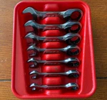 Snap-on 7 Pc 12-POINT Sae Flank Drive Offset Short Ratcheting Combination. Fixed Price $400.00.