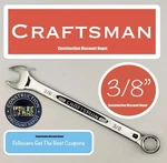Craftsman 3/8" Combination Wrench Polished 12 Point. Fixed Price $8.24.