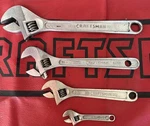 Vtg Craftsman 4PC Satin Finish Adjustable Wrench Set 4" 8" 10" 12" Usa 944605. Fixed Price $145.00.