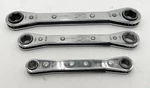 Vintage Armstrong Tools 3PC Ratcheting Double Box End Sae 6PT Wrench Set. Fixed Price $30.00.