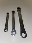 Lot 3 Snap On Tools 12PT Ratcheting Box End Wrench R810A R1214A R1618A 1/4-9-16. Fixed Price $39.99.