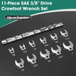 3/8" Crows Wrench Set 11PIECE Sae Crowfoot With Clipon Organize. Fixed Price $45.49.